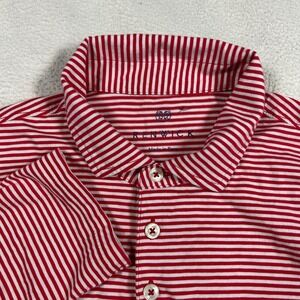 Renwick Womens Red White Striped 100% Pima Cotton Long Sleeve Polo Shirt Small